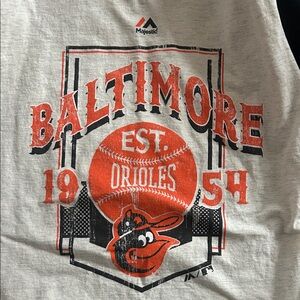 Majestic Baltimore Orioles Gray and Orange T Shirt